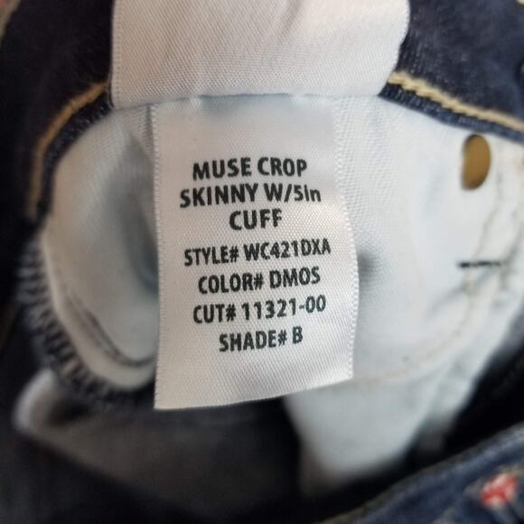 Hudson Crop Muse Skinny Jeans Size 26 w/ 5" Cuff Low Rise Stretch Blue Made USA - Picture 7 of 13